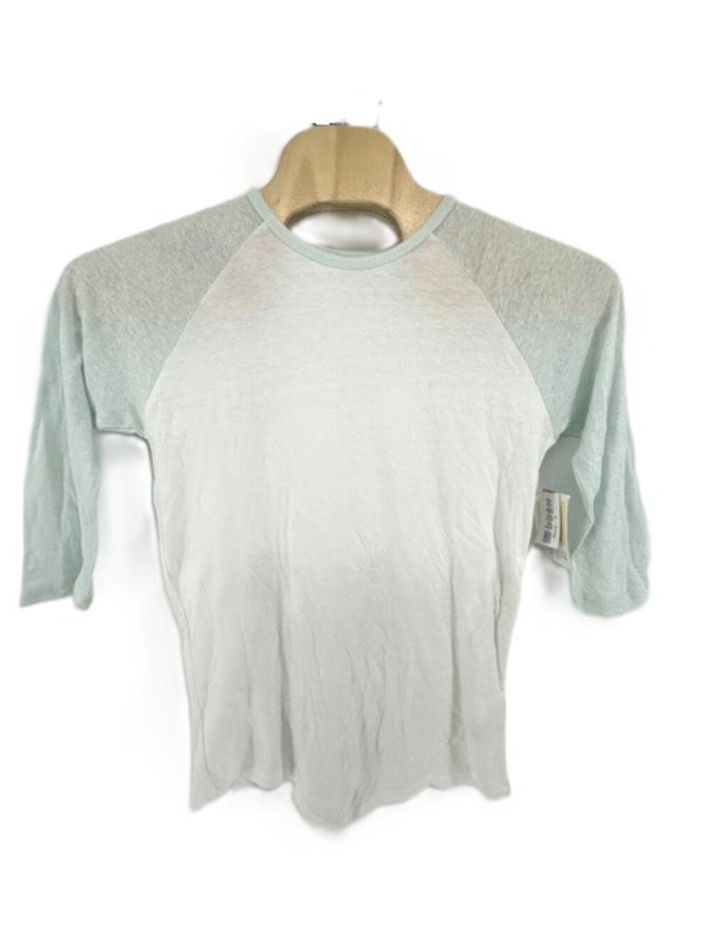 LuLaRoe Randy Sz Small Baseball Tunic Top T-shirt Mint Green Sleeves White Body